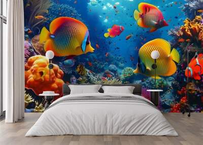 Colorful reef life. Wall mural