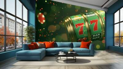 3D Casino Machine Hitting Jackpot - Casino Concept. Wall mural