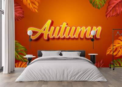 Autumn text style effect Wall mural