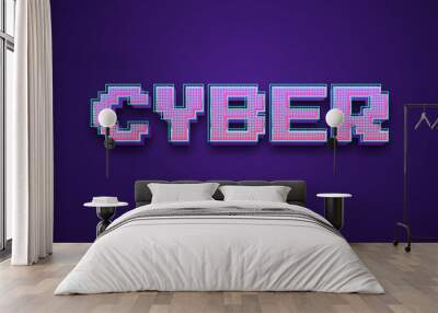 Cyber 3D editable text style effect Wall mural