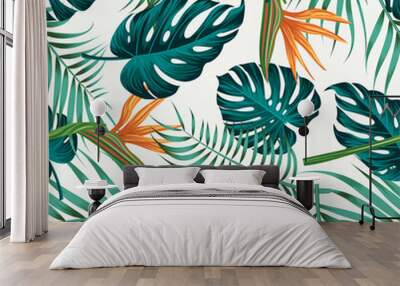 Floral seamless pattern with leaves. tropical background	
 Wall mural