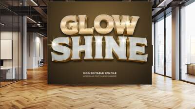 Glow and Shine gold editable text style effect	 Wall mural