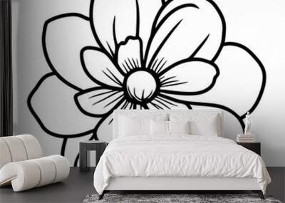 Hand drawn simple flower illustration Wall mural