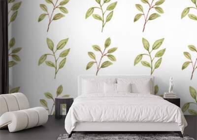 Watercolor leaf seamless pattern Wall mural