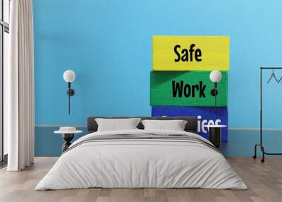 colored papqn with the words safe work practices Wall mural