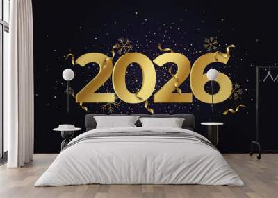 happy new year 2026 celebration with gold numbers Wall mural