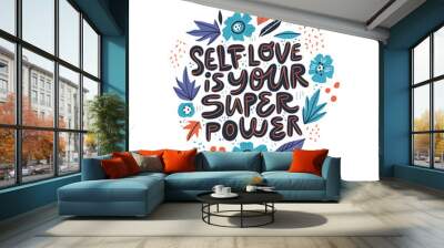 Motivational girl self-esteem quote illustration Wall mural