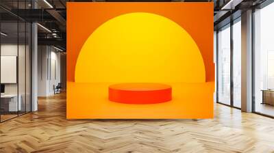 A red and orange stage with a yellow circle on the background  Wall mural