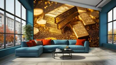 Investing in gold offers a reliable defense against unstable economic conditions. It is a desirable asset for portfolio diversification due to its long-term value and growth potential. Wall mural