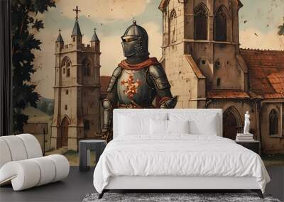 medieval knight in castle Wall mural