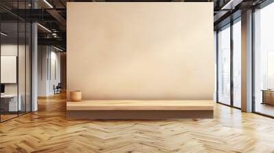 beige background for presentation with a wooden shelf on the wall Wall mural