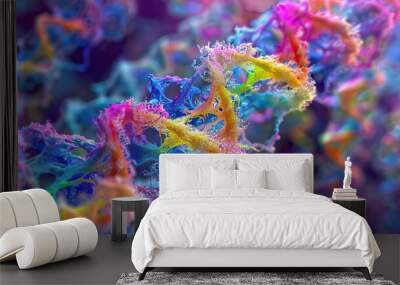 Vivid microscopic image of a DNA double helix Wall mural