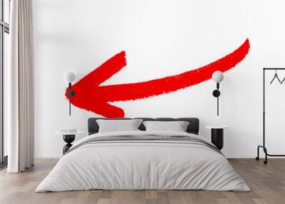 Red arrow marker isolated on background. Red arrow marker isolated png transparent. arrow mark hand drawn. Red arrows icon. Arrow drawn on white background Wall mural