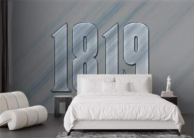 3D Glass effect number design of 1819, glassy background. Wall mural