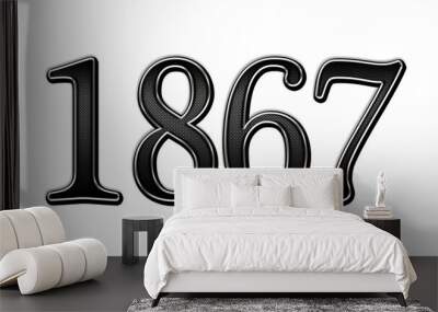 black metal 3d design of number 1867 on white background. Wall mural