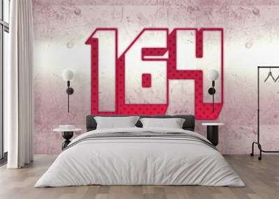 Cute 3d bold outline pink number design of 164 on white background. Wall mural