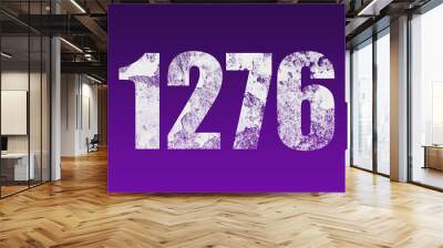 flat white grunge number of 1276 on purple background.	 Wall mural