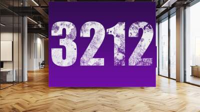 flat white grunge number of 3212 on purple background. Wall mural