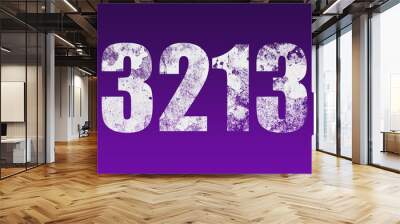 flat white grunge number of 3213 on purple background. Wall mural