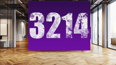 flat white grunge number of 3214 on purple background. Wall mural