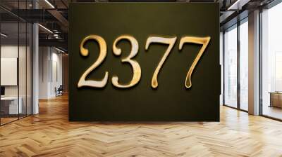 Old gold effect of 2377 number with 3D glossy style Mockup.	 Wall mural