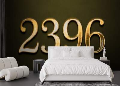 Old gold effect of 2396 number with 3D glossy style Mockup.	 Wall mural