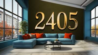 Old gold effect of 2405 number with 3D glossy style Mockup.	 Wall mural