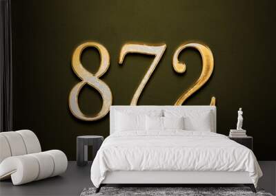 Old gold effect of 872 number with 3D glossy style Mockup. Wall mural