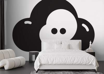 cloud chat icon Vector silhouette illustration icon on a white background Wall mural