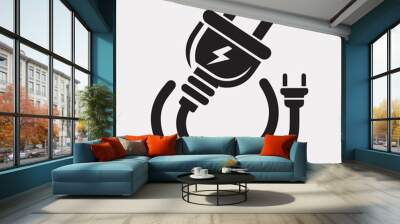 Electric plug icon Vector silhouette icon on a white background Wall mural