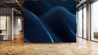 Abstract blue background with flowing lines. Dynamic waves. vector illustration. Generative AI Wall mural