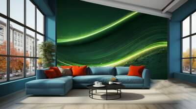 Abstract bright green modern stylish wave background Generative AI Wall mural