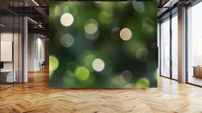 Blurred natural green background - bokeh glare. Generative AI Wall mural