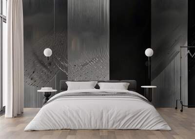 The white and silver are light gray with black the gradient is the Surface with templates metal texture soft lines tech gradient abstract diagonal background silver black sleek with gray and Generativ Wall mural