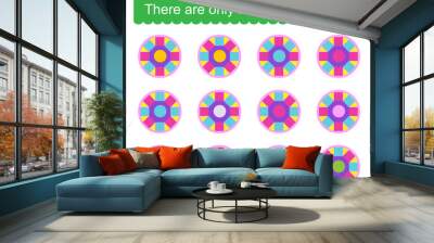 Fun puzzle game for kids. Need to find two identical patterns. Task for development of attention and logic. Vector. Wall mural