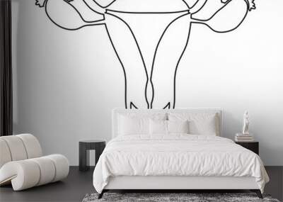 Continuous single one line drawing Uterus and ovaries, organs of female reproductive system and women's day conpect  vector art illustration Wall mural