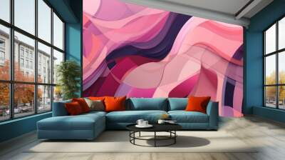 Beautiful abstract colorful minimalistic geometric background for design with smooth waves and colors from purple to pink (ai generated) Wall mural