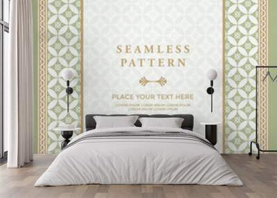 batik pattern background with a decorative frame and a place for text Wall mural