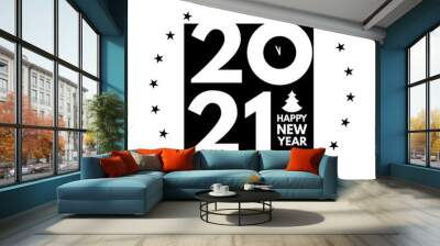 2021 text logo design. Happy new year label. Busines decoration sign. Wall mural