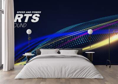 Abstract sport background with motion elements. Light dynamic effect. Wall mural