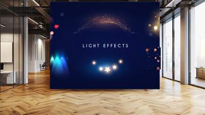 Light effect set. Glitter, spotlights, stars and bokeh. Wall mural