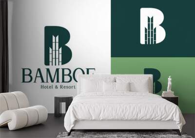 Logo ready elegant simple creative brand identity company corporate cafe fashion food initial B bamboo letter word  mark sign modern line Wall mural