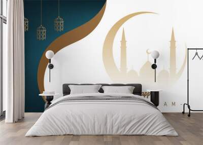 elegant design banner poster minimalist wallpaper Islamic hijri new year muharram Wall mural