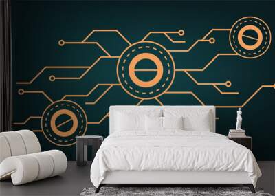 simple abstract data stream matrix like background  geometrical shapes for future technology Wall mural