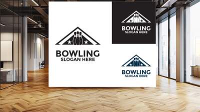 Bowling sports logo vector, Bowling House logo design template, Club Bowling logo icon Wall mural