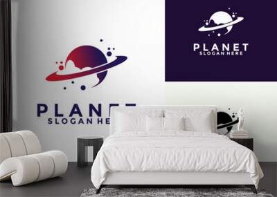 Creative planet logo design with modern concept, galaxy logo vector icon illustration Wall mural