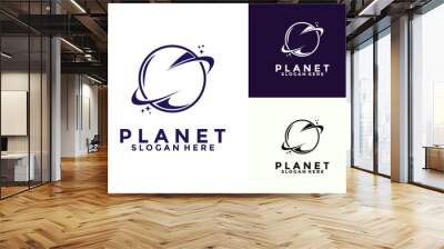 Creative planet logo design with modern concept, galaxy logo vector icon illustration Wall mural