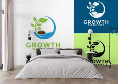 Finance invest logo icon. Dollar plant grow symbol. Growing seed Investment logo design template Wall mural