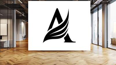 Initial letter A logo and wings symbol. Wings design element,  initial Letter A logo Icon, Initial Logo Template Wall mural