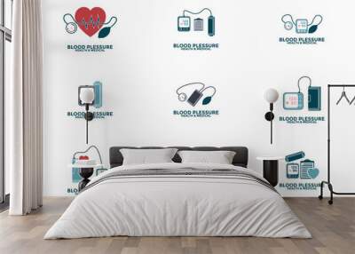 Set Bundle Blood Pressure logo vector icon Wall mural